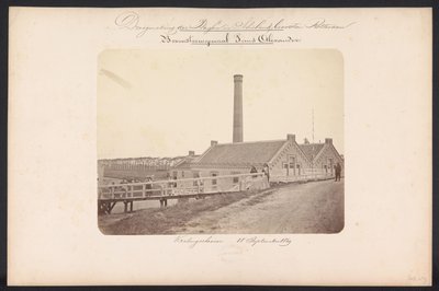 Estação de bombeamento de Bovenstoom Prins Alexander / Kralingscheveer 18 de setembro de 1869 (título no objeto) Recuperação dos Lagos em Schieland leste de Rotterdam (título da série no objeto) de Jacobus van Gorkom jr.