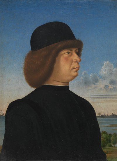 Retrato de Alvise Contarini, em direção a A Tethered Roebuck, ca. 1485-95. de Jacometto Veneziano