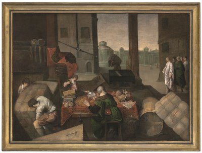 O Chamamento de São Mateus (óleo sobre tela) de Jacopo (1510 92) (circle) Bassano