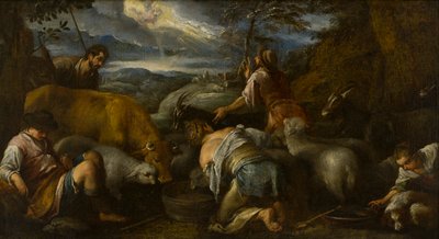 A Anunciação dos Pastores, c.1530-92 (óleo sobre tela) de Jacopo Bassano