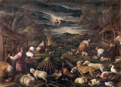 Nada depois do dilúvio. Pintura de Jacopo da Ponte, chamado Jacopo Bassano (1515-1592) de Jacopo Bassano