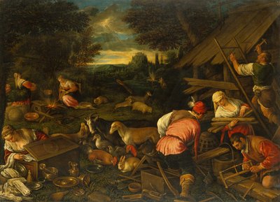 Deus fala com Noé após o dilúvio, c.1578 (óleo sobre tela) de Jacopo and Bassano Francesco (F. da Ponte) Bassano