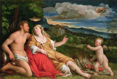 Marte, Vénus e Cupido (óleo sobre tela) de Jacopo (c.1480 1528) Palma