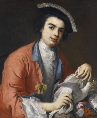 Retrato de Carlo Broschi dit Farinelli, chanteur contralto et soprano, castrat italien - Retrato de Carlo Broschi (1705-1782), conhecido como Farinelli par Amigoni, Jacopo (1675-1752). Óleo sobre tela, tamanho : 76x63,5 - Colecção Privada de Jacopo Amigoni