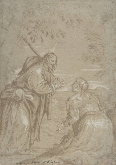 Cristo Aparecendo a Santa Maria Madalena Noli Me Tangere, ca. 1560. de Jacopo Bassano.