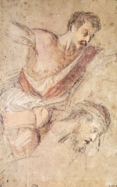 Estudos para uma flagelação: um homem flagelado e a cabeça de Cristo, de Jacopo Bassano