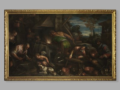 A Forja de Vulcano, c.1580-84 de Jacopo Bassano