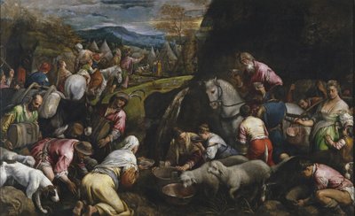 Moses golpeando a água da rocha de Jacopo Bassano il vecchio