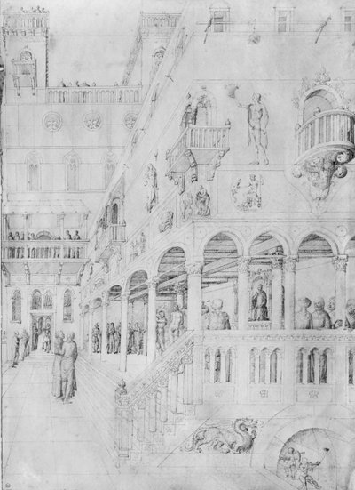 The Flagellation, do Álbum de desenhos de Jacopo Bellini (caneta e tinta sobre pergaminho) de Jacopo Bellini