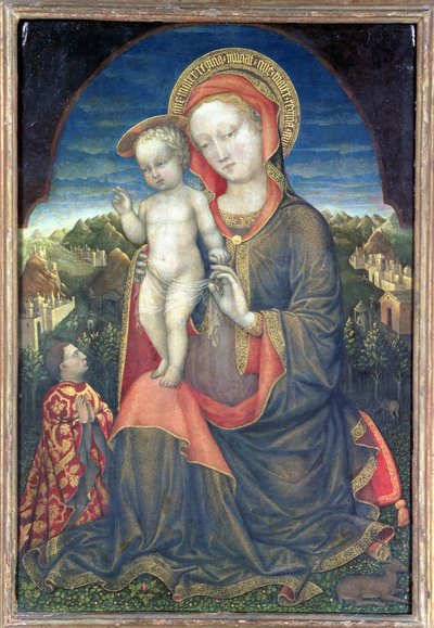 A Madonna da humildade adorada por Leonello d&39;Este (1407-50) de Jacopo Bellini