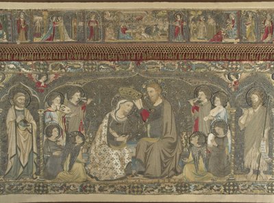A Coroação da Virgem entre oito Anjos e quatorze Santos Bordado eclesiástico, 1 de Jacopo Cambi