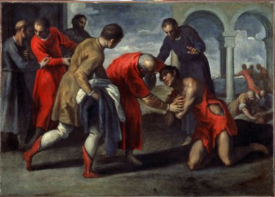 Retorno do Filho Pródigo. Pintura de Jacopo Palma il Giovane, o Jovem (1544-1628), após 1600. Óleo sobre tela. Arte italiana, estilo maneirista. Galleria dell
