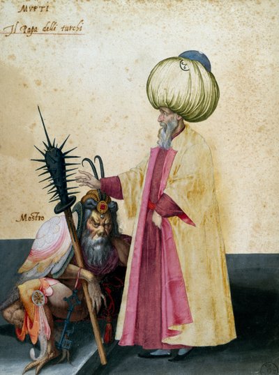 Mufti e monstro, desenho de Jacopo Ligozzi (1547-1627) de Jacopo Ligozzi