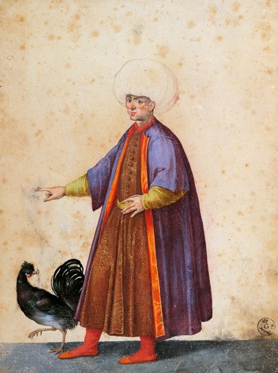 Turco usando turbante, desenho de Jacopo Ligozzi (1547-1627) de Jacopo Ligozzi