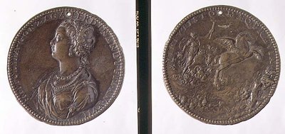 Medalha de retrato, anverso retratando Hippolytus Gonzaga, reverso possivelmente retratando Juno em sua carruagem (bronze) de Jacopo Nizzola da Trezzo