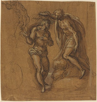 Esboço para um Batismo de Cristo de Jacopo Palma il Giovane