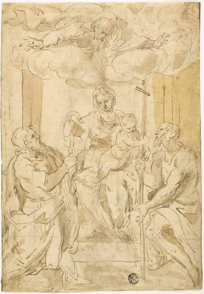 Virgem e Menino com Santos Tomé e João Batista (reto); Vênus Adormecida (verso) de Jacopo Palma il Giovane