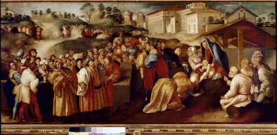 Adoração dos Magos (óleo sobre madeira de Jacopo Pontormo
