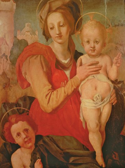 Madonna e criança com o infante São João Batista (painel) de Jacopo Pontormo