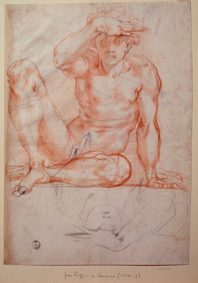 Homem nu - Desenho de Jacopo Pontormo