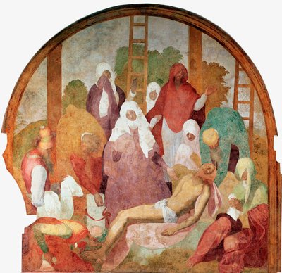 Paixão de Cristo: "A Deposição" Fresco por Jacopo (Iacopo) Carrucci dit il Pontormo (Pontormo) (1494-1556) 1523-1525 Sol. 300x290 cm Florença, Certosa del Galluzzo de Jacopo Pontormo