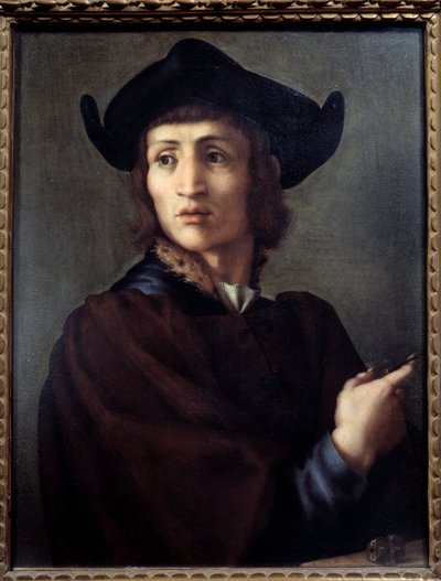Retrato de um joalheiro. Pintura de Jacopo (Iacopo) Carrucci dit il Pontormo (Pontormo) (1494-1556) de Jacopo Pontormo