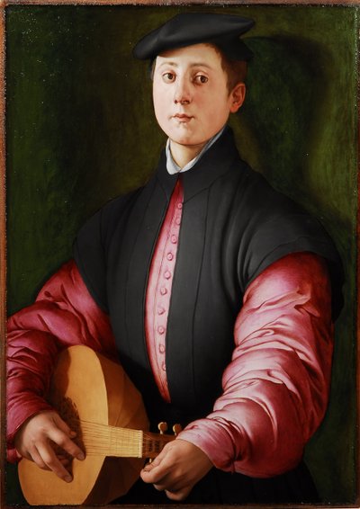Retrato de um jogador de alaúde, c. 1528-1529 (óleo sobre madeira) de Jacopo Pontormo