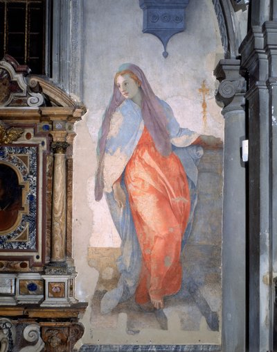 A Anunciação, detalhe da Virgem, c.1527 (fresco) de Jacopo Pontormo