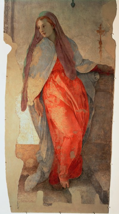 A Anunciação, detalhe da Virgem, detalhe afresco c.1527 de 57520, ver também 94964 de Jacopo Pontormo