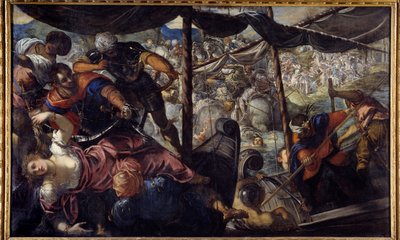 Batalha entre turcos e cristãos. Jacopo Robusti Tintoretto dit Le tintoret (1518-1594) de Jacopo Robusti Tintoretto