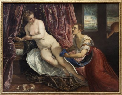 Danae, na mitologia grega, filha de Acrísio, rei de Argos, ele a tranca com medo do oráculo prevendo sua morte por seu neto. De sua união com Zeus vindo na forma de uma chuva dourada, Persee nasceu. Pintura de Jacopo Robusti, conhecido como Tin de Jacopo Robusti Tintoretto