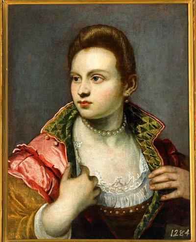 Retrato de mulher, prolongado ... de Jacopo Robusti Tintoretto