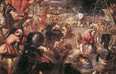 Francesco II Gonzaga Luta na Batalha de Taro contra Carlos VIII da França em 1495 de Jacopo Robusti Tintoretto