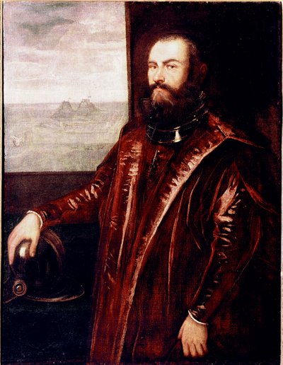 Retrato da Pintura do Almirante Veneziano Jacopo Robusti disse o Tintoret (Tintoretto) (1518-1594) 1570 aproximadamente. Sol. 127x99 cm Florença, Galleria degli Uffizi (Escritórios) de Jacopo Robusti Tintoretto