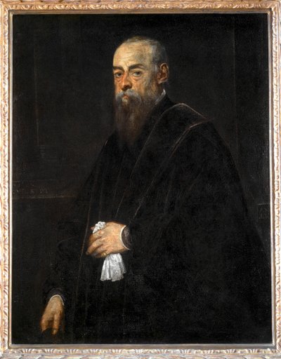 Retrato de um homem idoso segurando um lenço ... de Jacopo Robusti Tintoretto