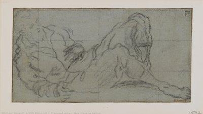 Figura masculina reclinada, 1560-9 (giz no papel) de Jacopo Robusti Tintoretto