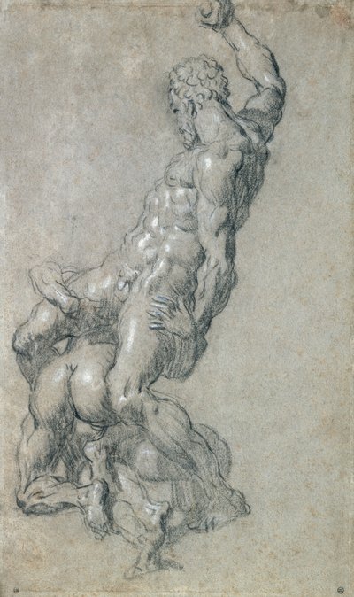 Sansão, matando os filisteus (carvão no papel) de Jacopo Robusti Tintoretto