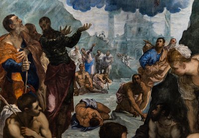 Santo Agostinho cura o coxo, detalhe de Jacopo Robusti Tintoretto