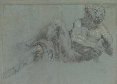 Estudo depois de Michelangelos Giorno, c.1550-55 (giz no papel) de Jacopo Robusti Tintoretto
