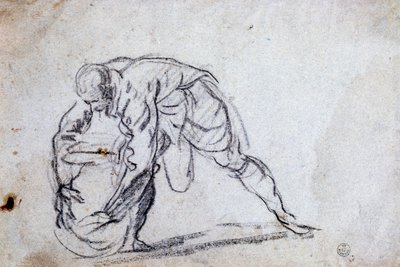 Estudo para figura masculina dobrada de Jacopo Robusti Tintoretto