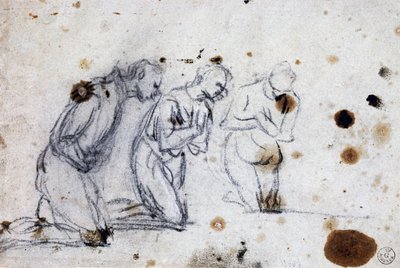 Estudo para figuras ajoelhadas de Jacopo Robusti Tintoretto