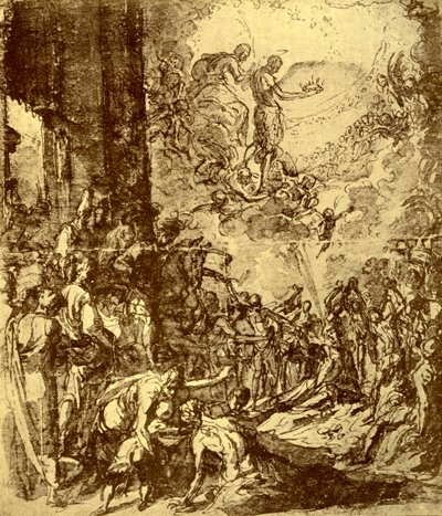 Estudo para o Martírio de Santo Estêvão, por Tintoretto, 1913. de Jacopo Robusti Tintoretto