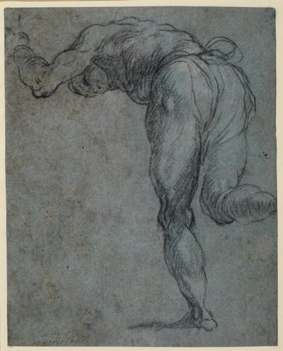 Estudo de uma figura masculina que se inclina para a frente, 1575-c.1585 de Jacopo Robusti Tintoretto