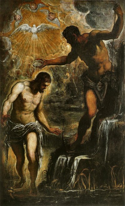 O batismo de Cristo, c.1589 de Jacopo Robusti Tintoretto