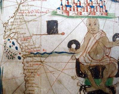 Detalhe, mostrando, um, africano, régua, de, um, renascimento, mapa, de, europa, jacopo, russo, (after), 1528 de Jacopo Russo