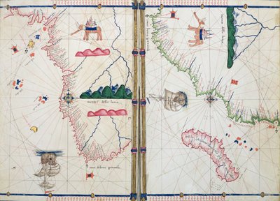 Ms Ital 550.0.3.15 fol.4v-5r Mapa da África e o Cabo da Boa Esperança, da &39;Carte Geografiche&39; de Jacopo Russo
