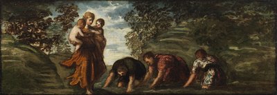 Latona transforma os camponeses da Lícia em rãs de Jacopo Tintoretto