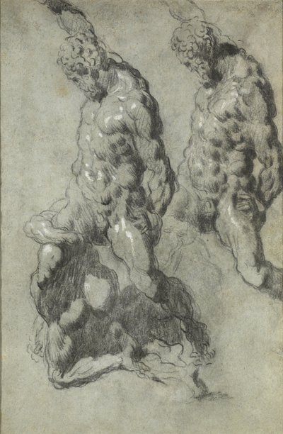 Dois estudos sobre Sansão matando os filisteus de Jacopo Tintoretto
