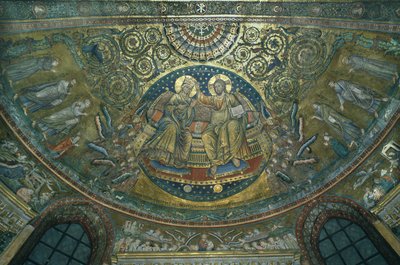 Coroação da Virgem, abside da Basílica di S. Maria Maggiore, Roma, 1287-92 (mosaico) de Jacopo Torriti
