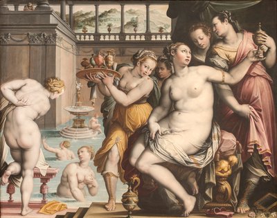 Bate-Seba em seu banho, 1573-1574. de Jacopo Zucchi